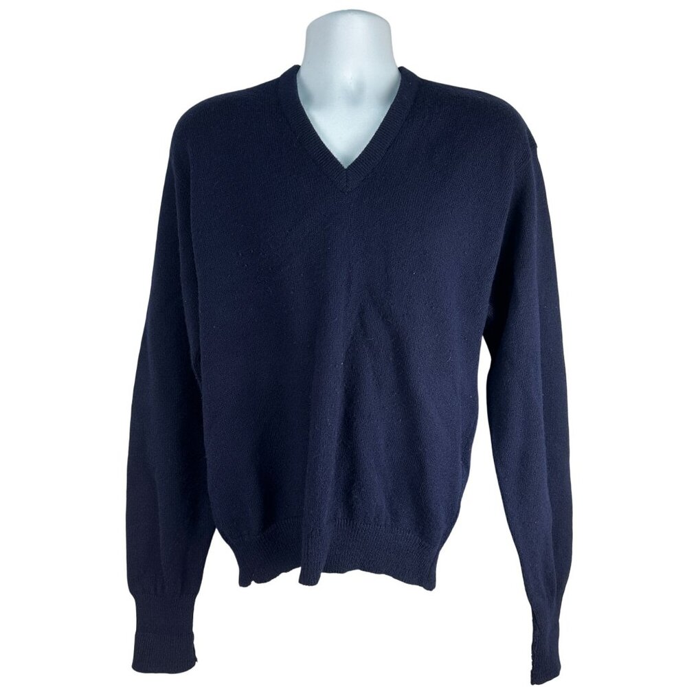 Lord Jeff Vintage Mens Navy Sweater XL Dupont Orlon USA-Made V-Neck Long Sleeve